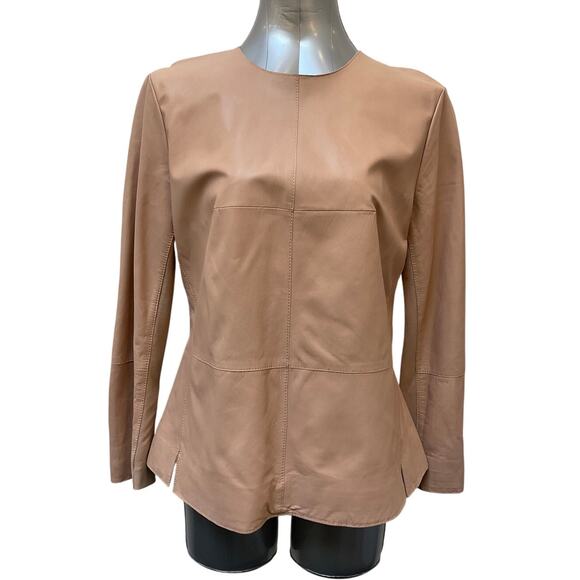 Banana Republic Lamb Leather Top Women's Size 12 Tan - Picture 1 of 5